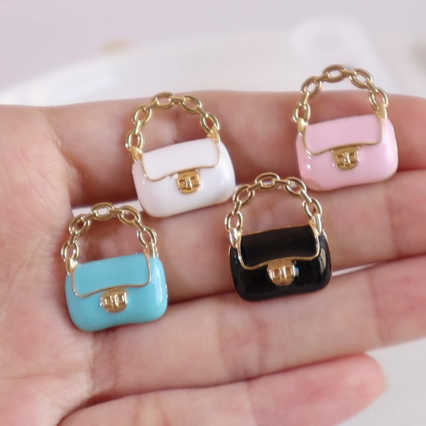 1 12 Scale Metal Purse Dollhouse Handbags Pink/Sky Golden Hardware