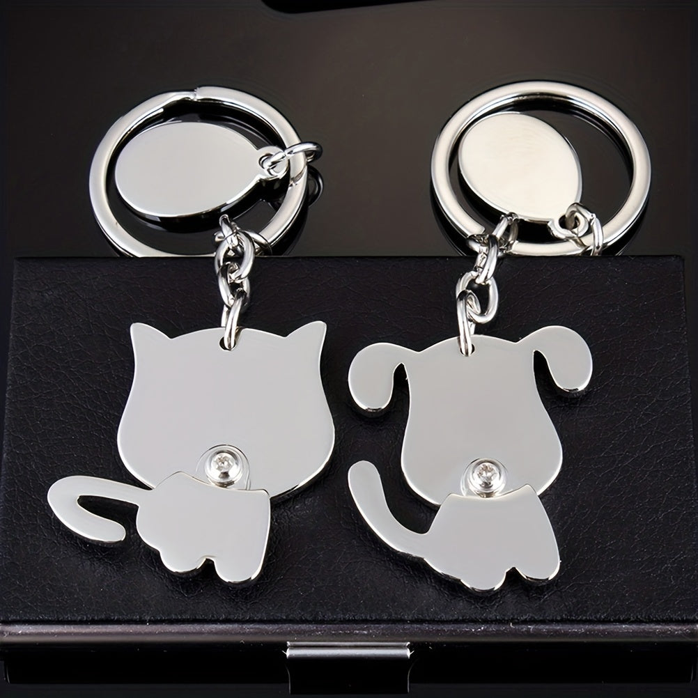 Cute Animal Keychain Puppy Cat Metal Keyring