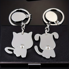 Cute Animal Keychain Puppy Cat Metal Keyring