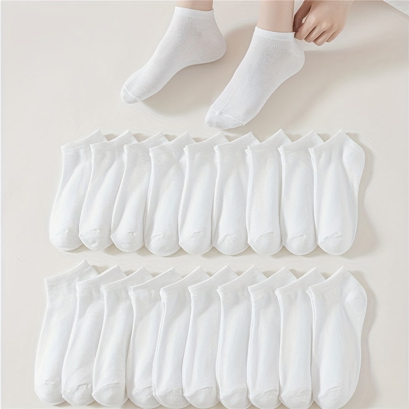 20 Pairs Solid Comfy Ankle Socks Women's Stockings