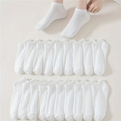 20 Pairs Solid Comfy Ankle Socks Women's Stockings