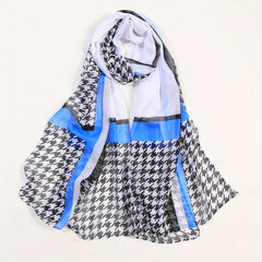 Houndstooth Scarf Chiffon Shawl Casual Sunscreen Head Wrap