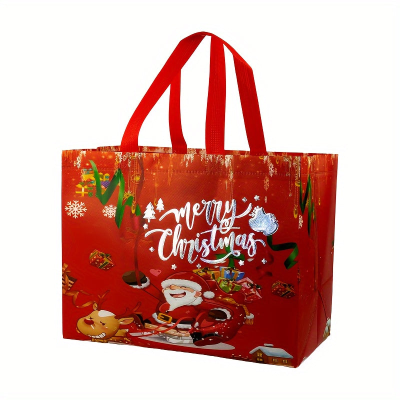 6pcs Reusable Christmas Gift Bags with Handles Non Woven Fabric