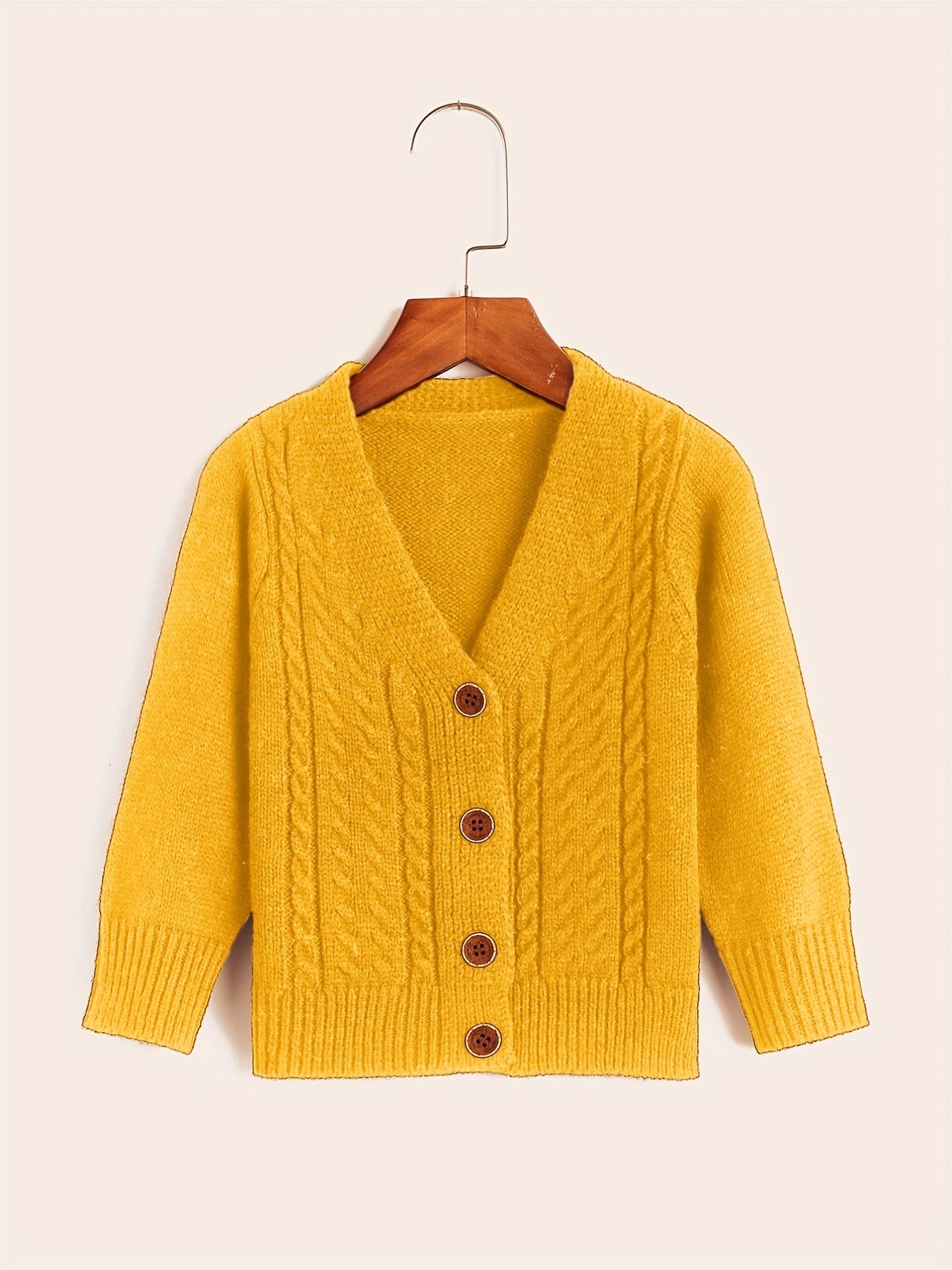 Girls Knit Button V Neck Cardigan Sweater Coat