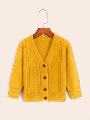 Girls Knit Button V Neck Cardigan Sweater Coat