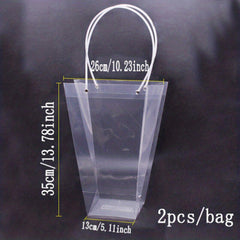 2pcs Transparent Trapezoidal Flower Net Red Handbag Bouquet Plastic Handbag