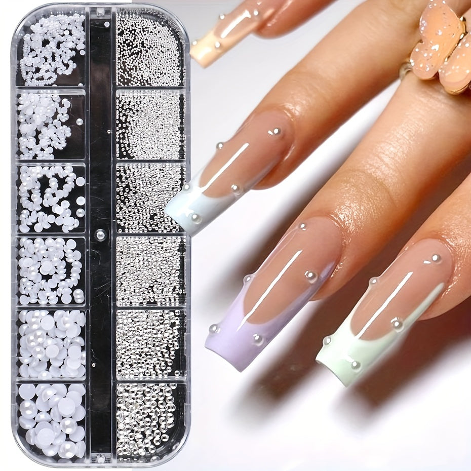 Flat Back Nail Pearl Beads Caviar Bead Nail Art Charms Decor