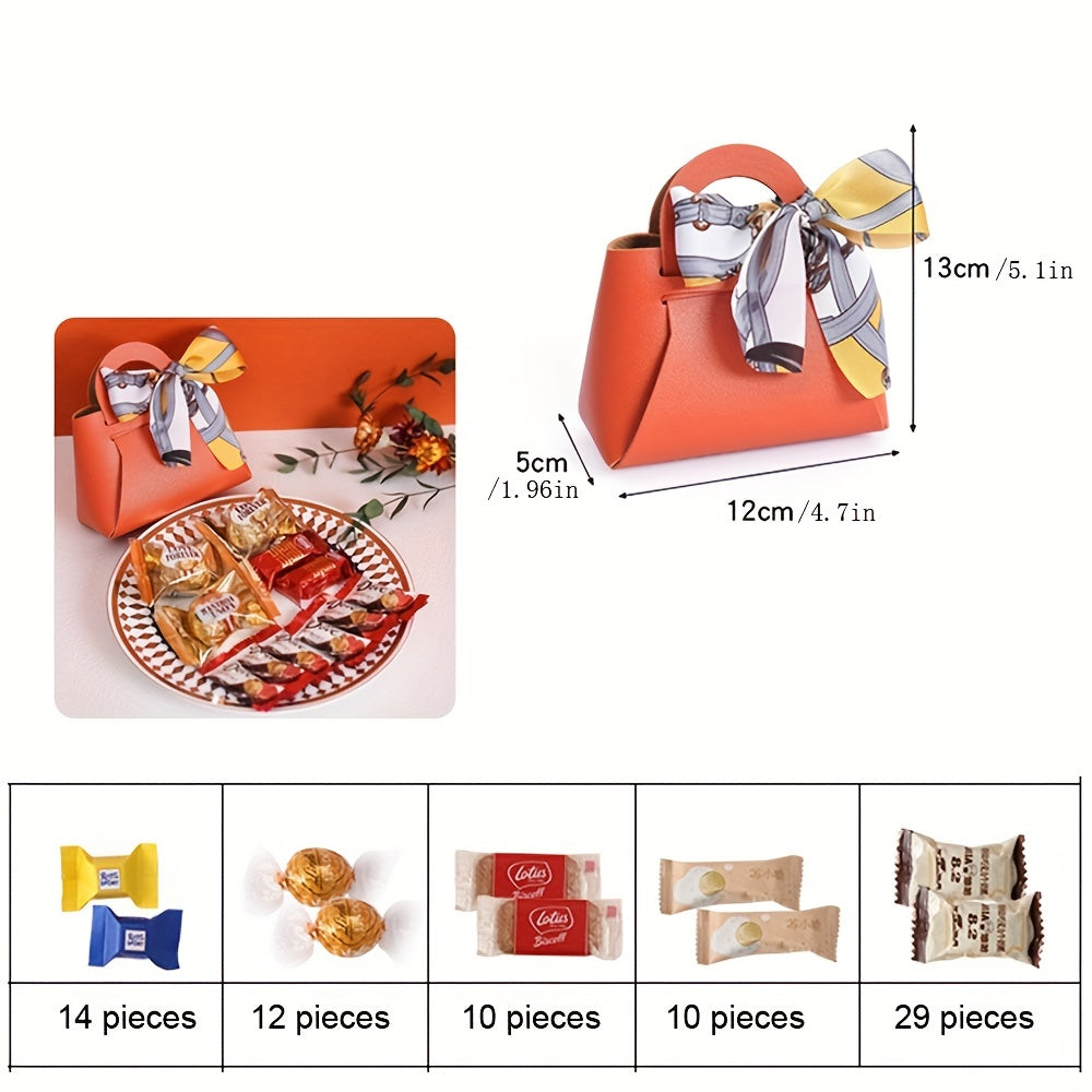 10pcs Leather Gift Bags Ribbon Packaging Wedding Favour Eid Mubarak