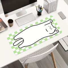 Green Plaid Cat Mouse Pad