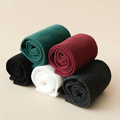 5 Pairs Solid Calf Socks Slim Knee High Socks Women's Stockings