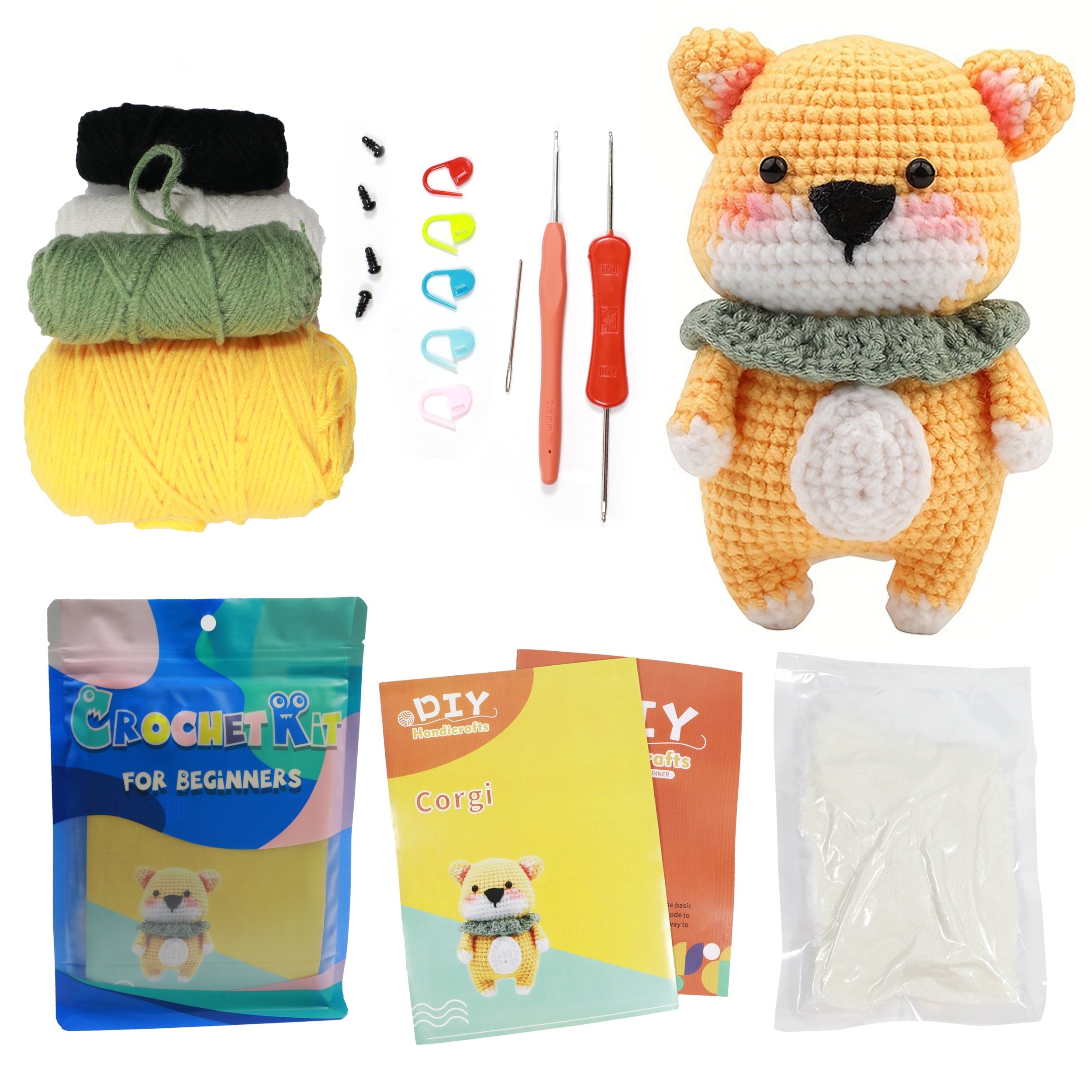 Crochet Kit for Beginners - Learn to Crochet Dog - Step by Step Tutorial
