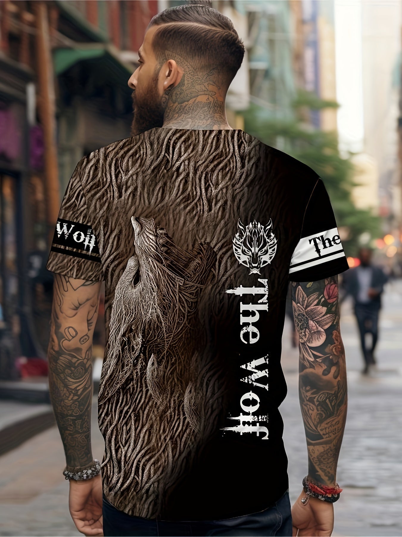 Wolf 3D Digital Pattern Men's Graphic T-shirt Short Sleeve Tops