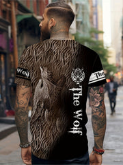 Wolf 3D Digital Pattern Men's Graphic T-shirt Short Sleeve Tops