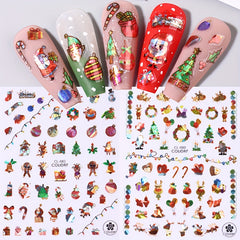 3D Christmas Nail Art Sticker Green Christmas Tree Self Adhesive Sliders