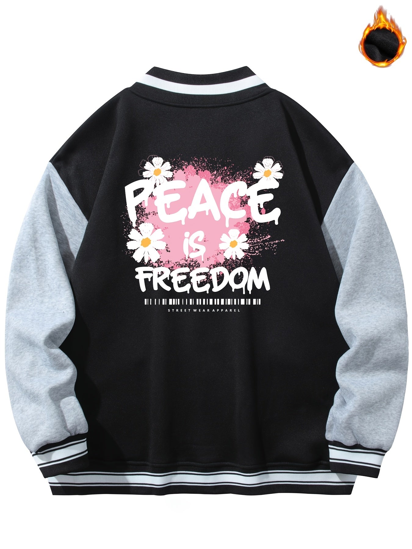 Men's Flower Graphic Print Baseball Jacket