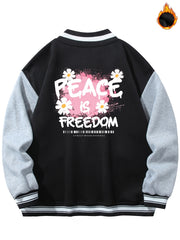 Men's Flower Graphic Print Baseball Jacket