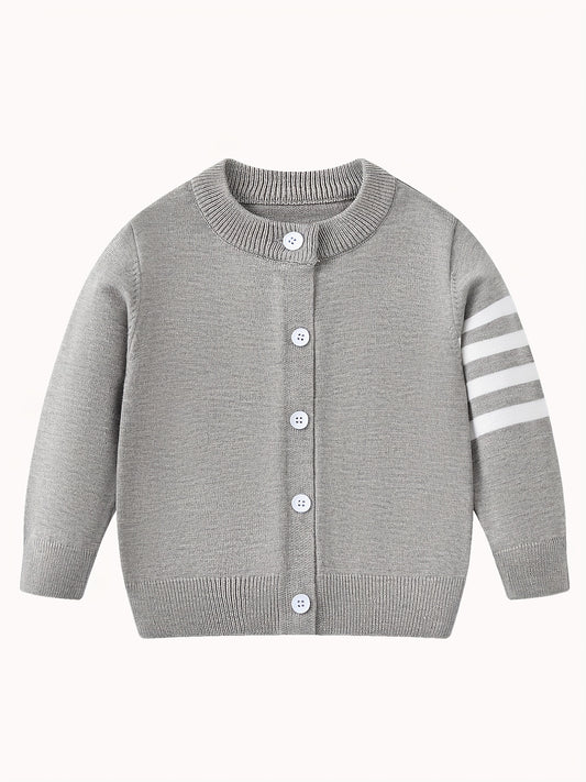 Toddler Boys Striped Knit Cardigan Thermal Sweater