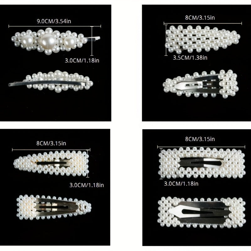 Faux Pearl Beaded Hair Clip Snap Clip Bobby Pin Hair Styling Accessory