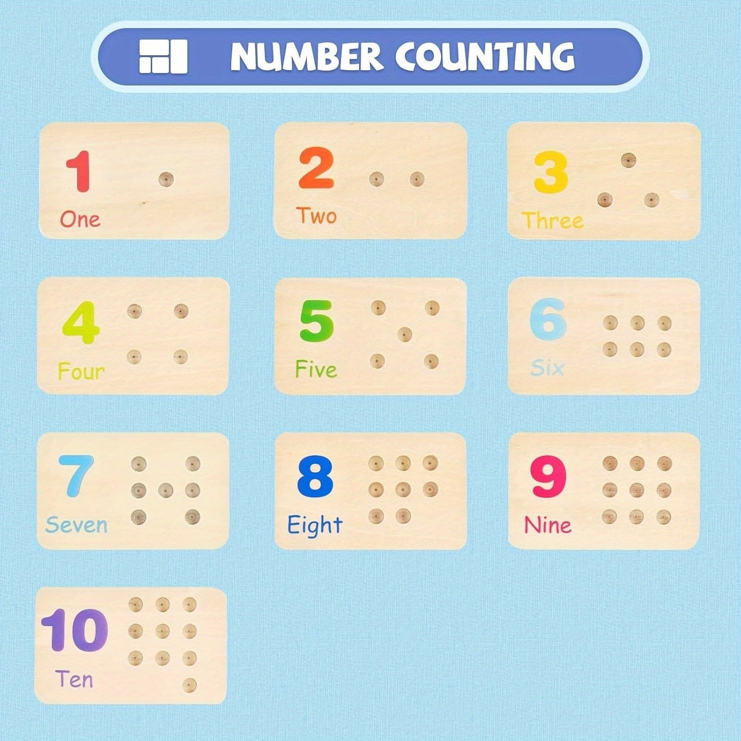 Wooden Counting Peg Board for Kids Ages 3-5 Interactive Number & Shape Sorting
