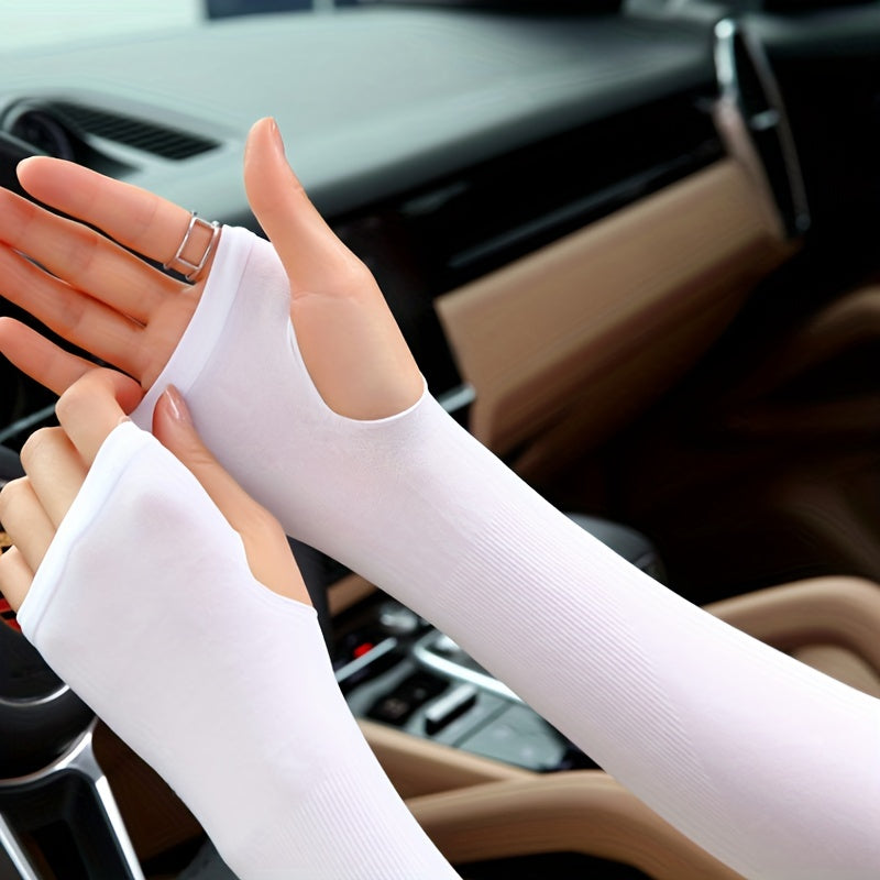 Candy Sunproof Ice Sleeve Elastic UV Protection Long Sleeve Gloves