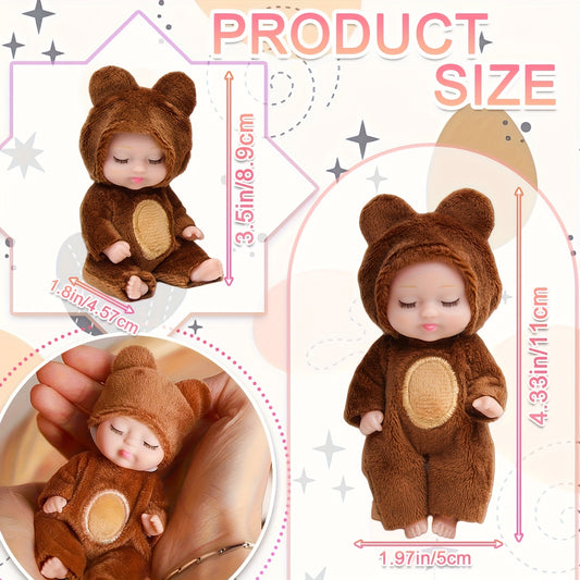 6 Mini Baby Dolls & 4" Plush Animal Easter Egg Set