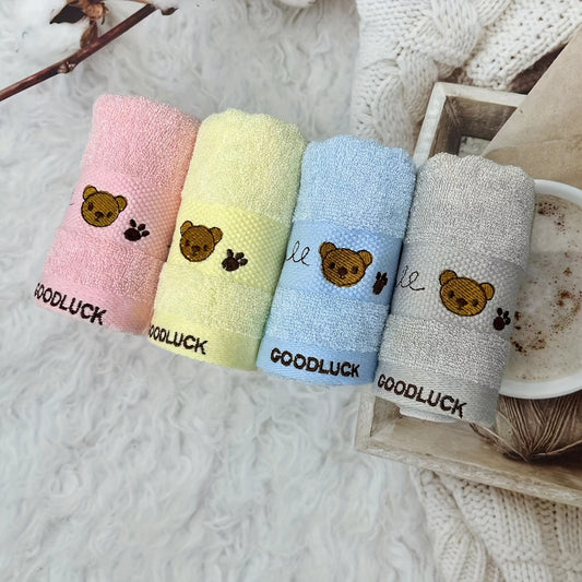 4pcs Bear Embroidered Face Cleaning Towels