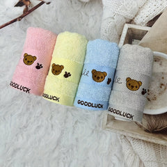 4pcs Bear Embroidered Face Cleaning Towels
