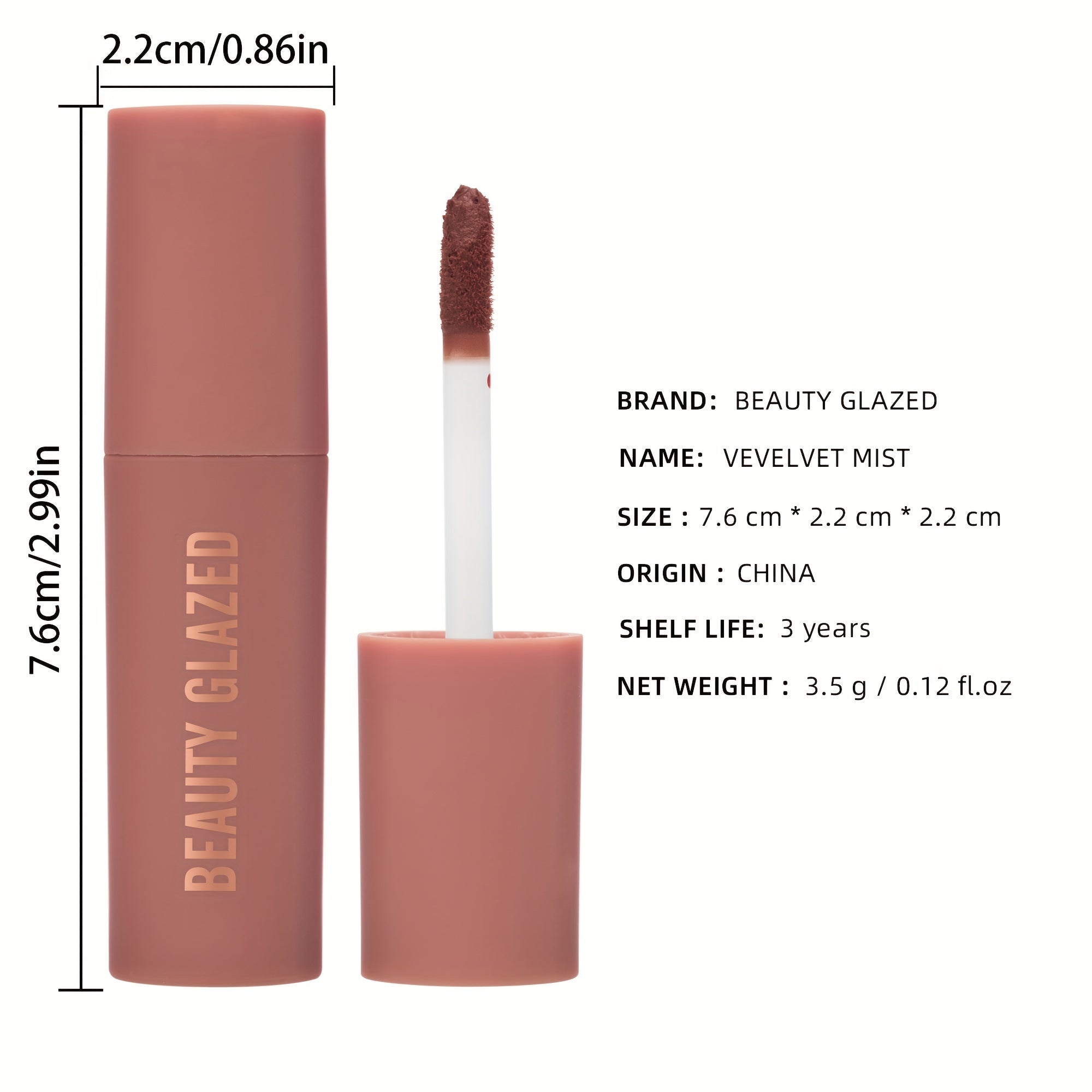 Matte Lip Glaze Long Lasting Durable Non Fading Lipstick Chocolate