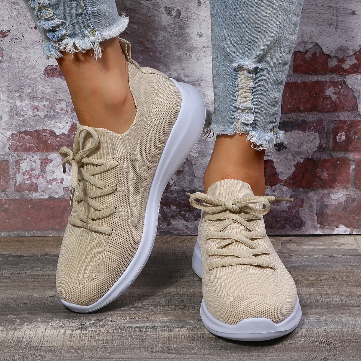 Women's Casual Flying Woven Sneakers Breathable Running Shoes
