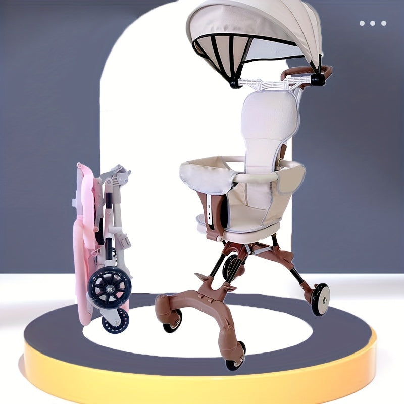 Foldable Baby Stroller with Roof & 4 Wheels