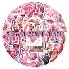 50pcs Pink Wedding Souvenir Decorative Sticker Series Waterproof DIY Decoration