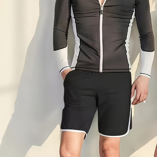 Men's Quick Drying Wetsuit Set Long Sleeve Jacket & Shorts