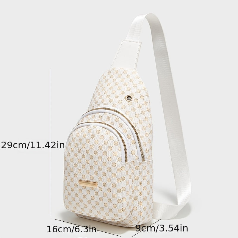 Geo Print Sling Bag PU Leather Crossbody Bag