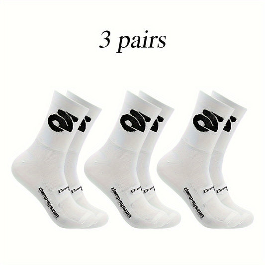 Men's 3-Pack Mid Crew Sport Socks Nylon Blend Breathable for Training