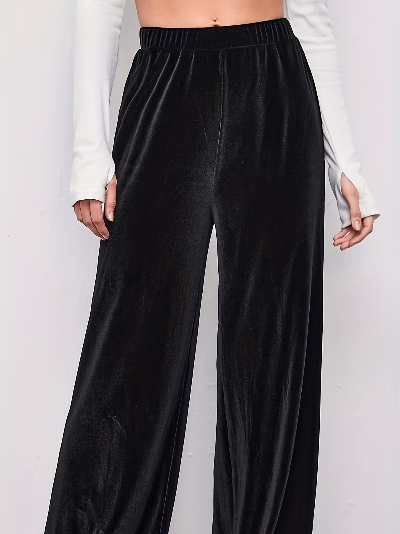  Velvet High Rise Wide Leg Trousers