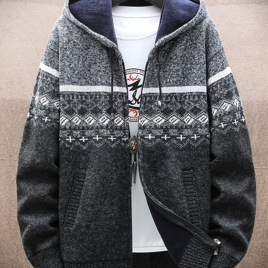 Men's Cable Knit Zip Hooded Sweater
