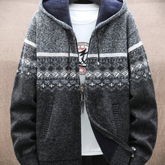 Men's Cable Knit Zip Hooded Sweater
