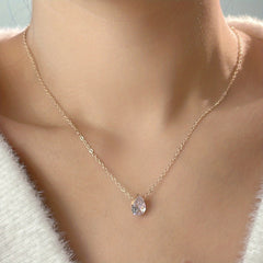 Water Drop Rhinestone Pendant Necklace