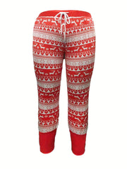  Christmas Pants Elastic Drawstring High Rise Skinny Trousers