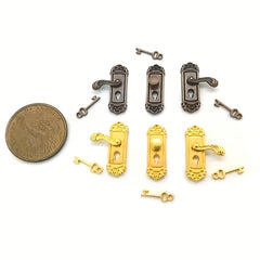 2pcs Mini Dollhouse Vintage Door Lock Key Set 1:12 Scale