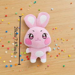 Anime Bunny Plush Doll with Expressive Eyes & Fluffy Ears in Pastel Colors