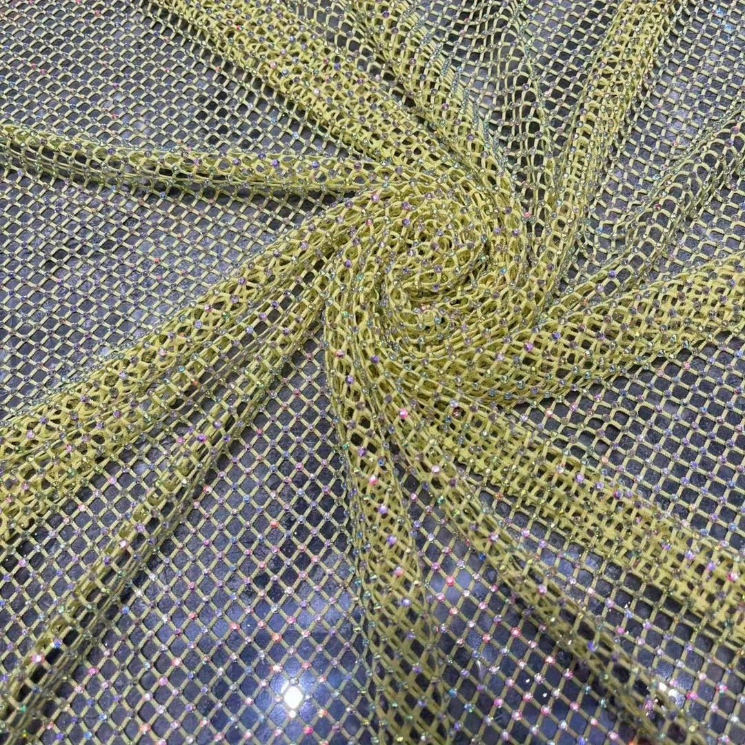 Rainbow Rhinestone Mesh Fabric for Arts & Crafts