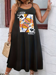  Poker Card Print Maxi Cami Dress