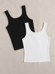 2-Pack Solid Crew Neck Sleeveless Tank Tops