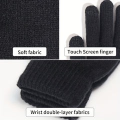 Double Layered Plush Knitted Touch Screen Gloves for Parties & Activities