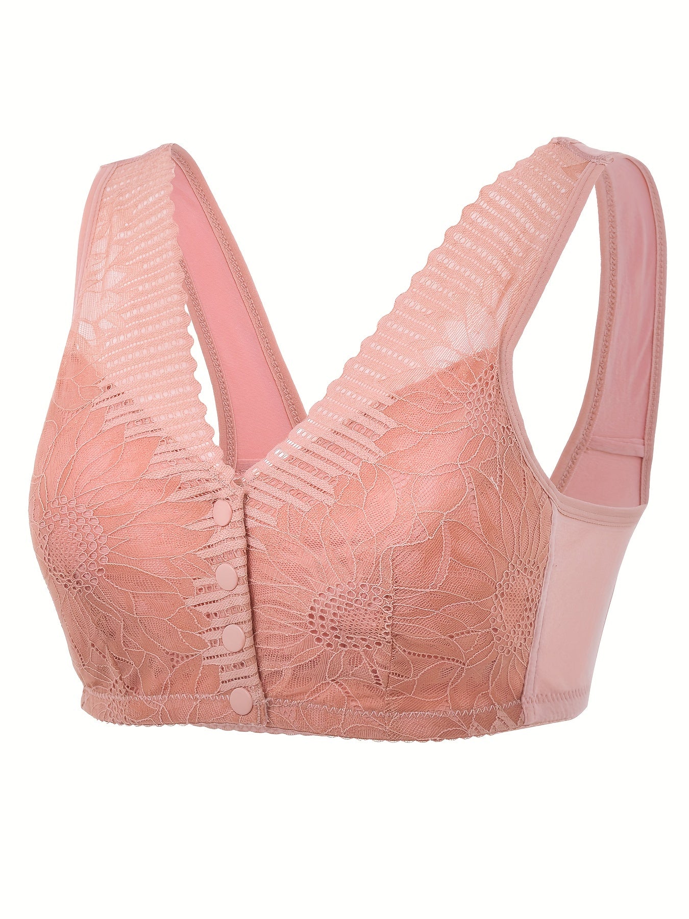 Floral Lace Wireless Bras Button Front Intimates