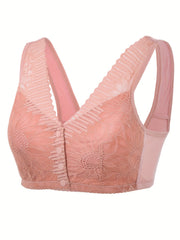 Floral Lace Wireless Bras Button Front Intimates