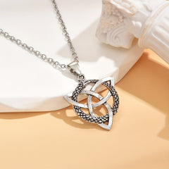 Gothic Vintage Silver Viking Rune Pendant Necklace