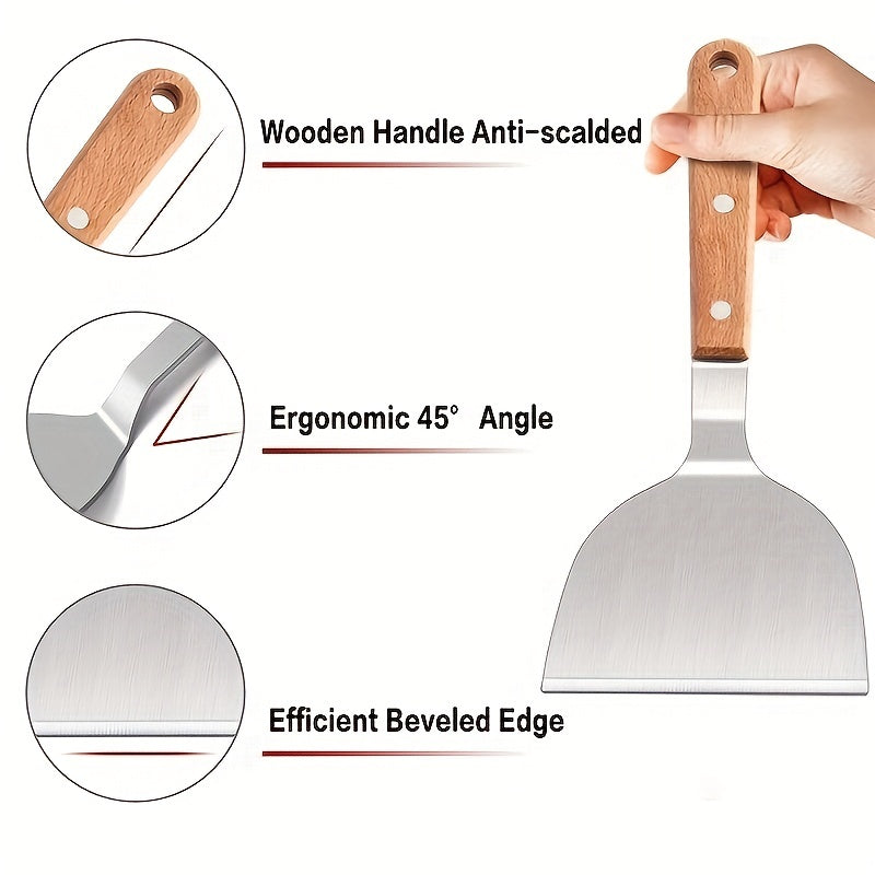 Stainless Steel Grill Hamburger Shovel Hook Grilling Spatula