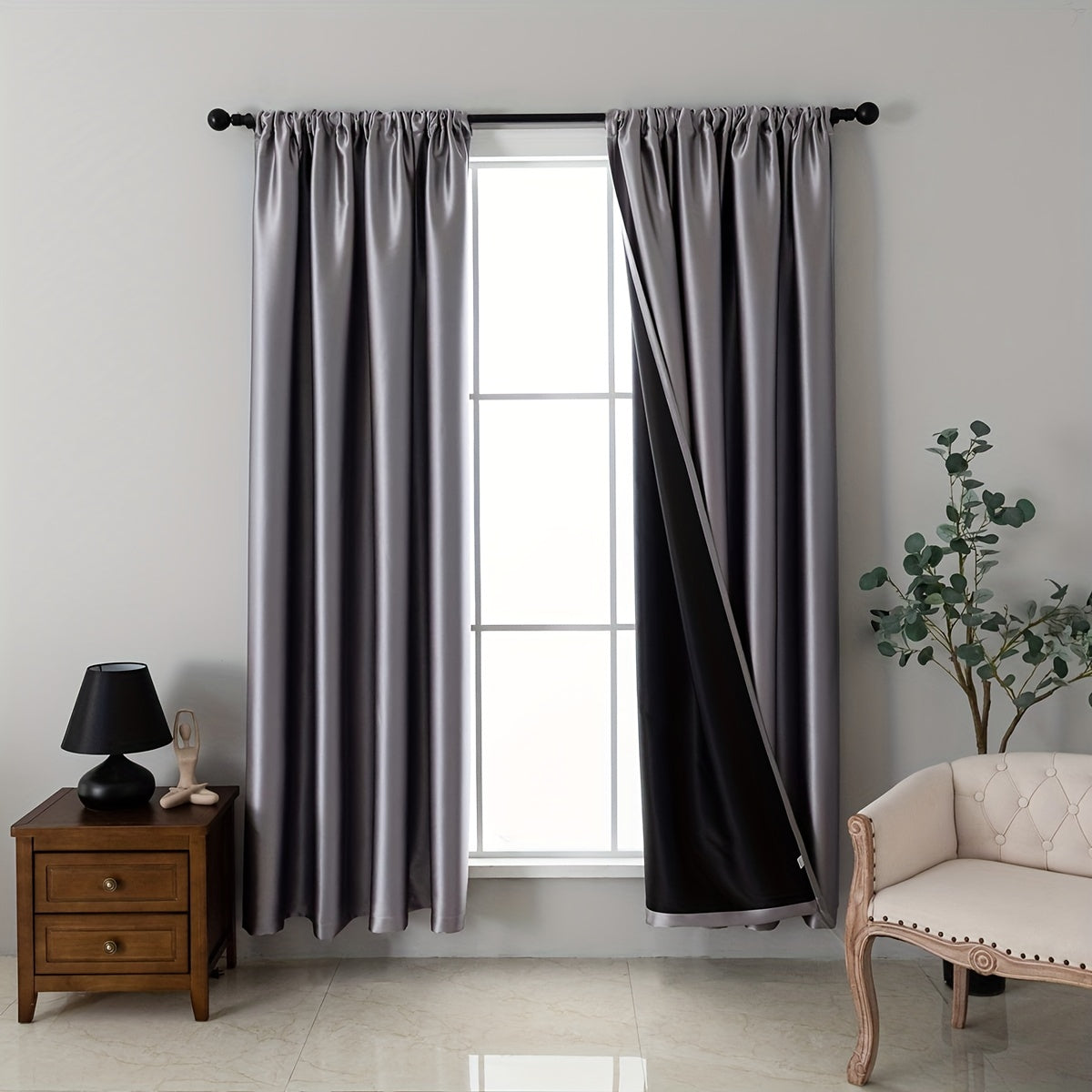 Blackout Curtain Rod Pocket Curtain for Home Decor
